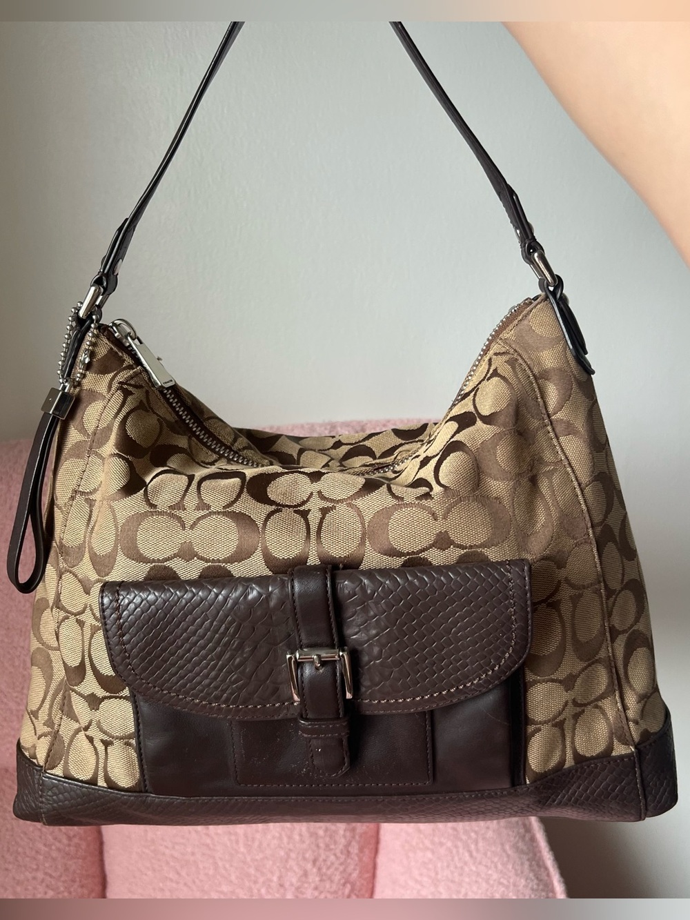 Coach Charlie Signature Python Hobo Shoulder Bag